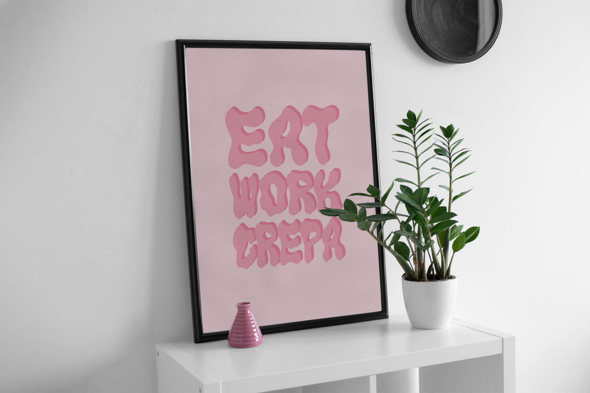 Eat Work Crepa - Poster con cornice, Strillone Society