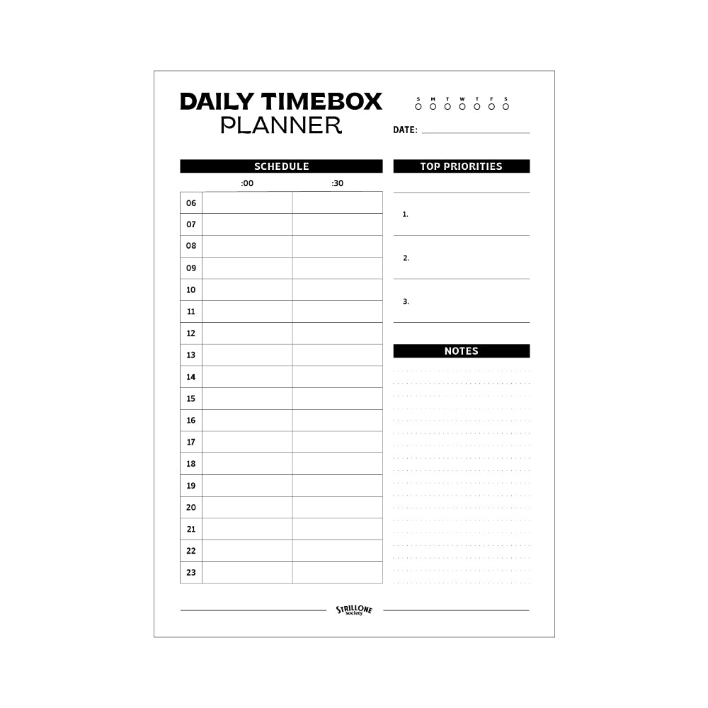 Blocco Note Daily Timebox Planner | Strillone Society