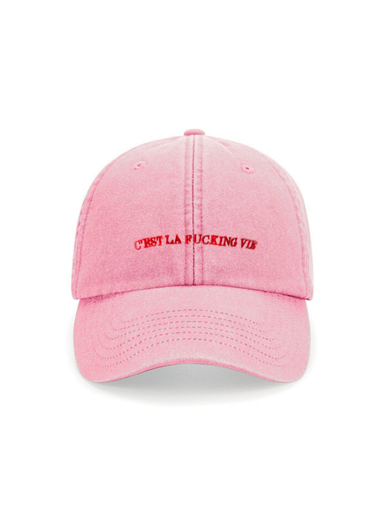Cappellino con ricamo - C'est La Fucking Vie Pink Vintage | Strillone Society