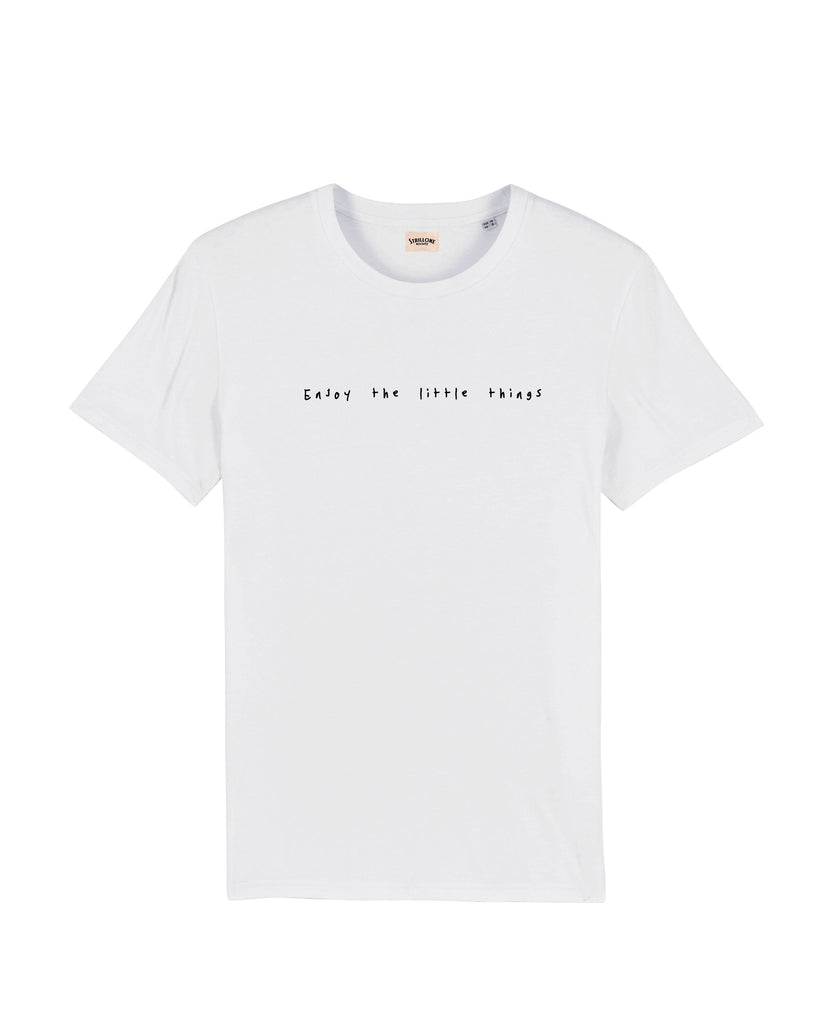 T-Shirt Enjoy the Little Things Bianco | Strillone Society