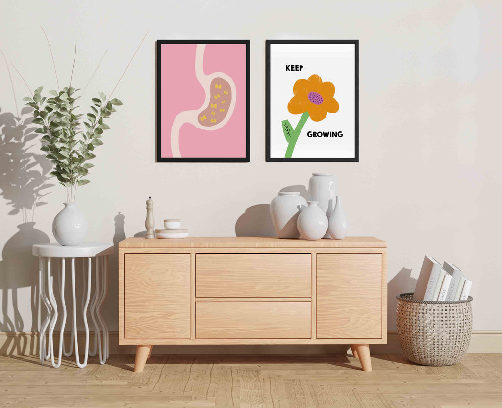 Keep Growing e Farfalle nello Stomaco- Poster con cornice interior | Strillone Society