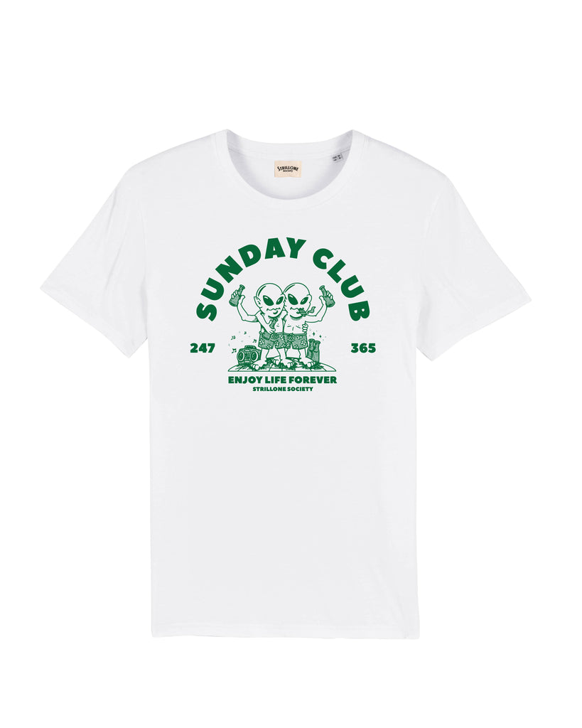 T-Shirt con stampa "Sunday Club, enjoy life forever" Strillone Society