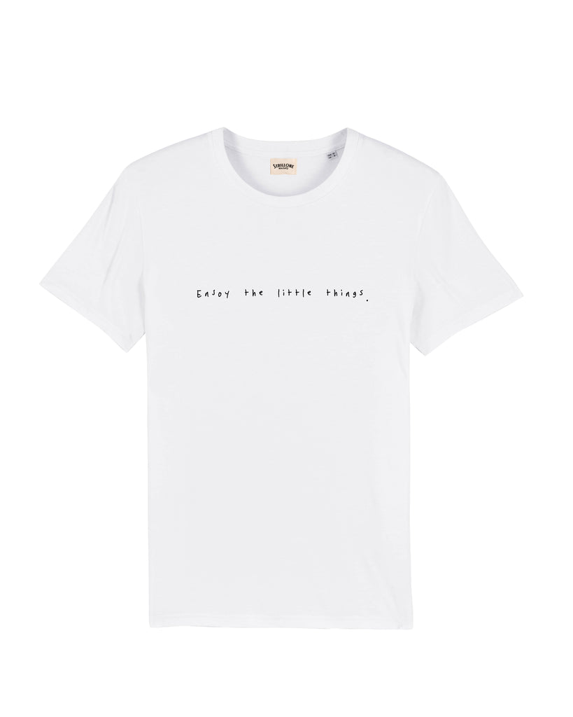 T-Shirt "Enjoy the little things" Bianco | Strillone Society